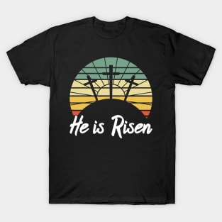 Retro He Is Risen Christian Jesus Christ Religious Easter T-Shirt